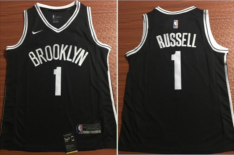 Men Brooklyn Nets 1 Russell Black Nike Game Stitched NBA Jersey